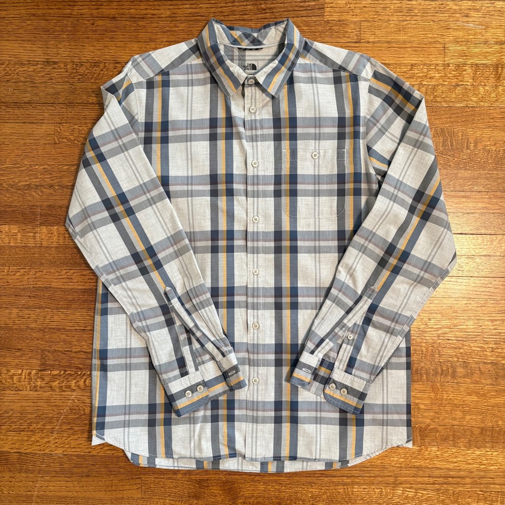 The North Face Mens Large Long Sleeve Plaid Button Down Shirt‎ Casual Cotton